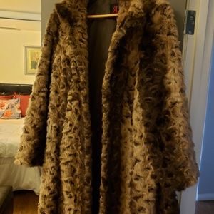 Adrienne Landau Sable Faux Fur Long Coat